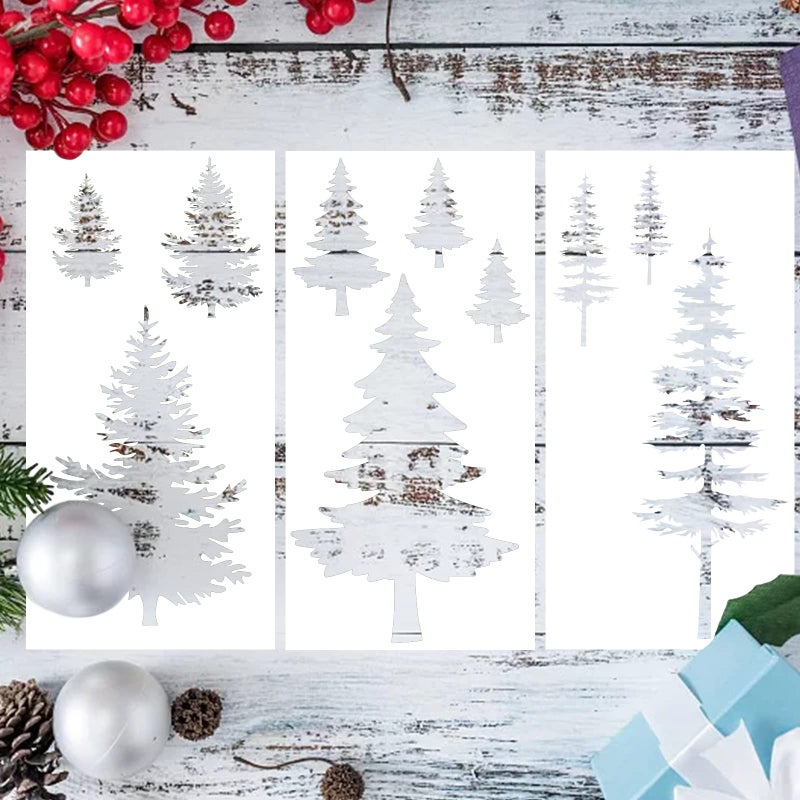 KWAGOCAR 3 Pieces Pine Trees Stencils - Reusable Pine Drawing Fir Tree Templates for DIY Art Crafts & Home Decoration - Image 4