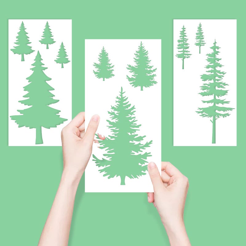 KWAGOCAR 3 Pieces Pine Trees Stencils - Reusable Pine Drawing Fir Tree Templates for DIY Art Crafts & Home Decoration - Image 3