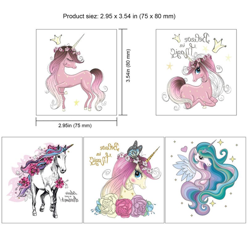 Konsait Cute Magic Animals Temporary Tattoos for Children Kids Girls(45Sheets),Konsait Great Girls Fake Stickers Waterproof Rainbow Kids Birthday Party Favors Decorations Birthday Party Gift Bag Fillers - Image 3