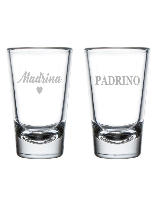 MIP Set of 2 Shot Glasses 1.75oz Shot Glass Gift Padrino & Madrina