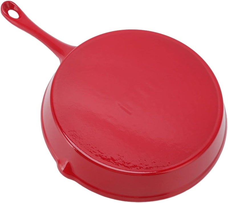 Zerodis Cast Iron Skillet, 25cm Stovetop Frying Pan with Ergonomic Long Handle Dual Pour Spouts Pre Seasoned Multifunction Even Heating Cookware for Kitchen Cooking Baking - Image 5