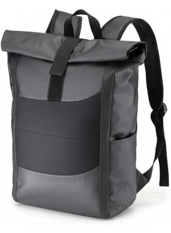 Rolltop 15.6 Inch Laptop Backpack, Weather Resistant with RFID Protection Pocket, Variable Capacity, College Business Backpack - Image 1