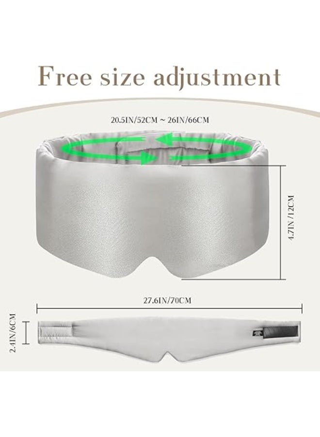 100% Silk Sleep Mask – Adjustable Eye Mask for Women & Men, Blackout for Travel, Rest & Office, Large Size (Gray) - Image 3