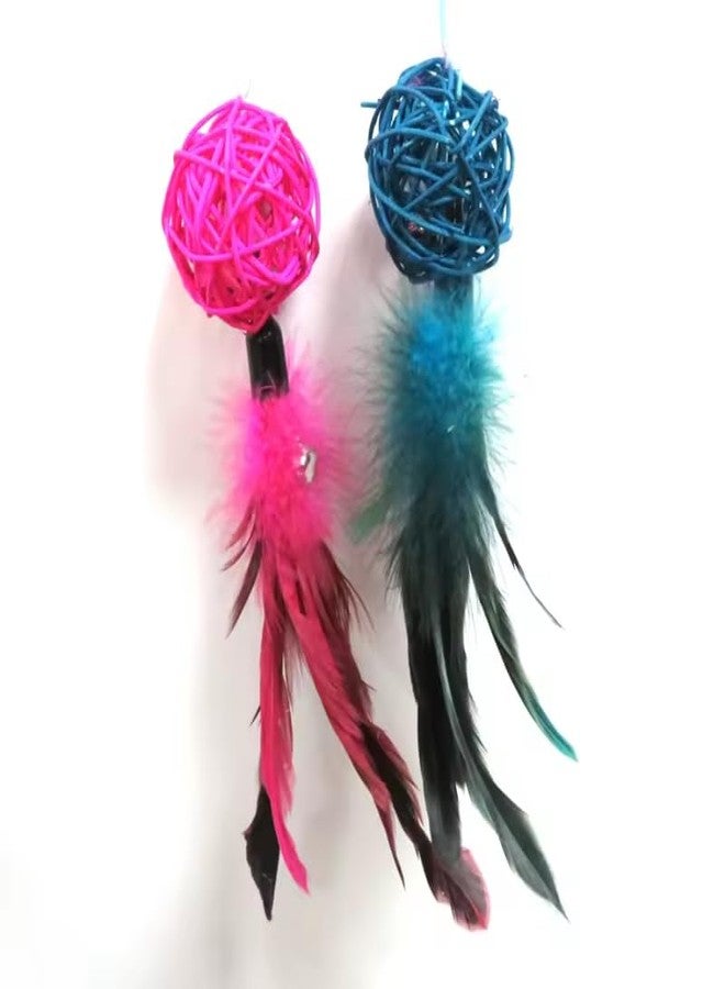 KittuPet مجموعة ألعاب KittuPet للقطط - مجموعة ألعاب تفاعلية مع عصي إغراء قابلة للسحب وألعاب ريش - ألعاب نشاط لتمرين القطط والقطط الصغيرة، مجموعة ألعاب من حبل السيزال مكونة من قطعتين - Image 2