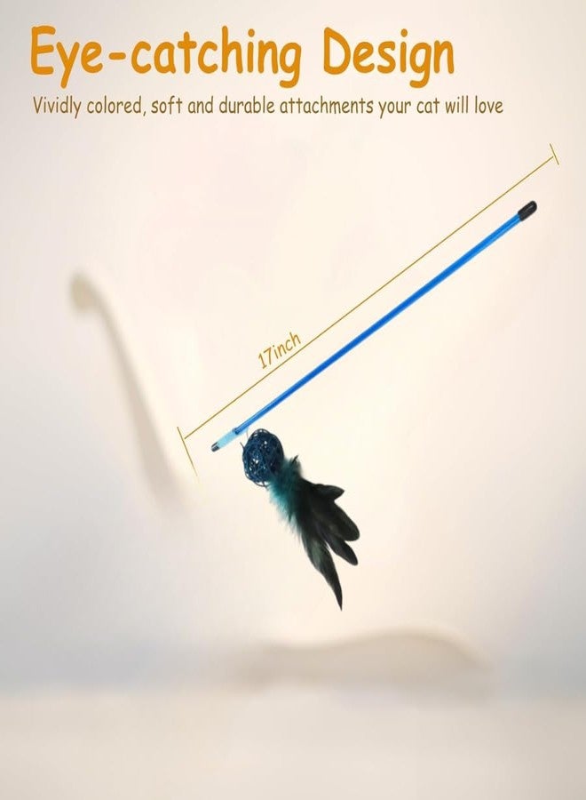 KittuPet مجموعة ألعاب KittuPet للقطط - مجموعة ألعاب تفاعلية مع عصي إغراء قابلة للسحب وألعاب ريش - ألعاب نشاط لتمرين القطط والقطط الصغيرة، مجموعة ألعاب من حبل السيزال مكونة من قطعتين - Image 4