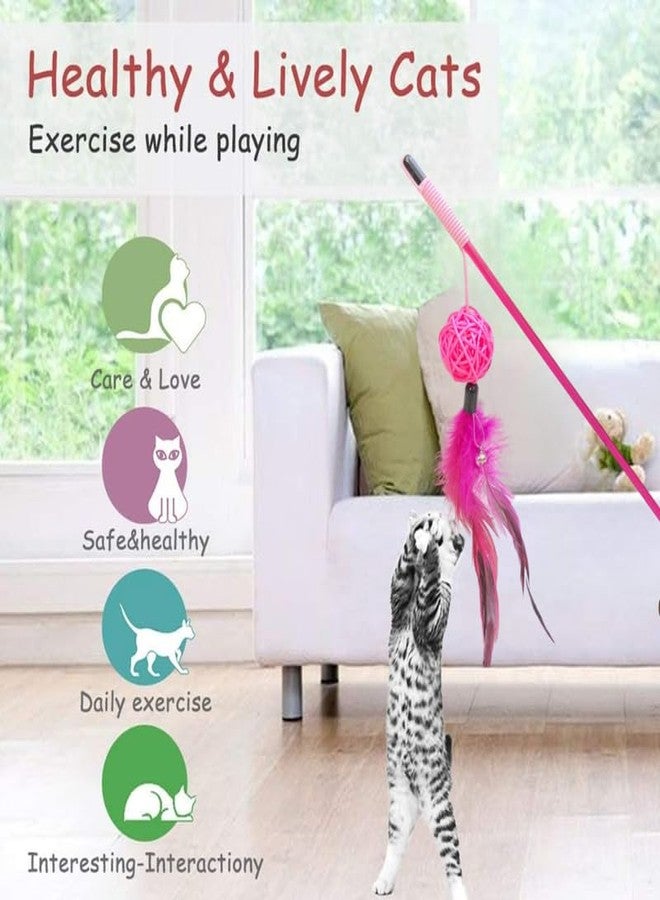 KittuPet مجموعة ألعاب KittuPet للقطط - مجموعة ألعاب تفاعلية مع عصي إغراء قابلة للسحب وألعاب ريش - ألعاب نشاط لتمرين القطط والقطط الصغيرة، مجموعة ألعاب من حبل السيزال مكونة من قطعتين - Image 5