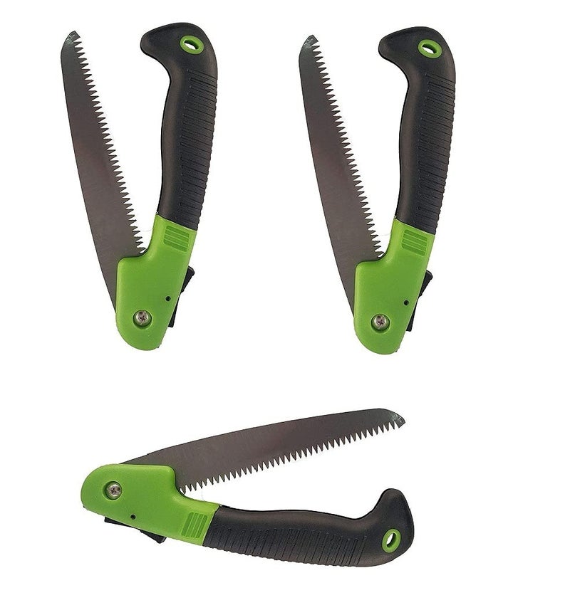 Birud Folding Pruning Saw Premium Folding Hand Saw with Secure Lock Comfort Soft Grip for Garden or Tree Pruning Camping Wood Working Set of 3 - Image 1