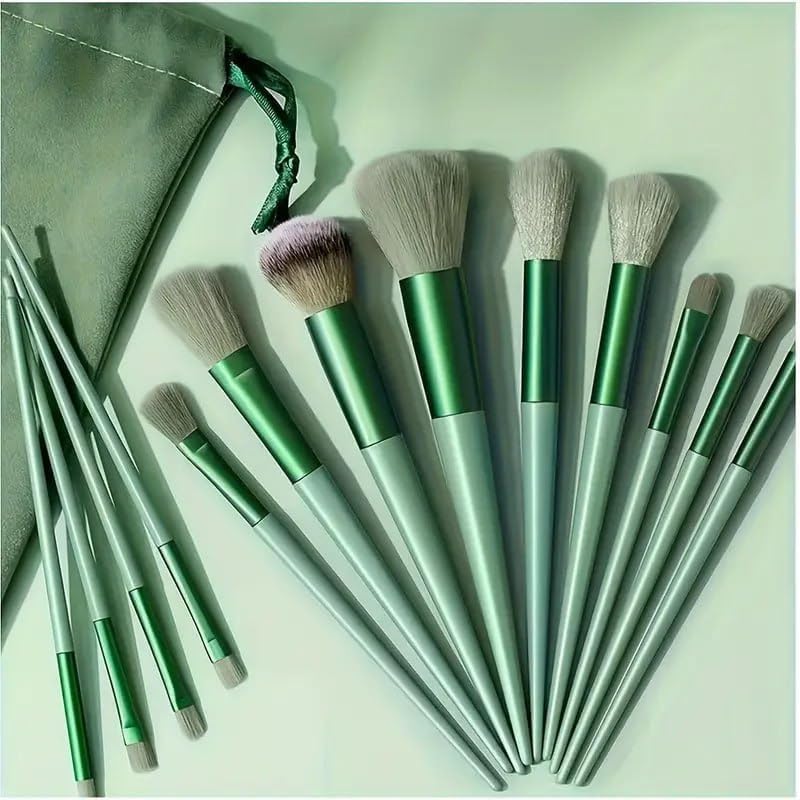 POLMI 13Piece Professional Makeup Brush Set Soft Synthetic Bristles for Foundation Powder Concealer Blush Eyeshadow Premium Cosmetic Brushes with Stylish Handle Travel Pouch multicolor - Image 1