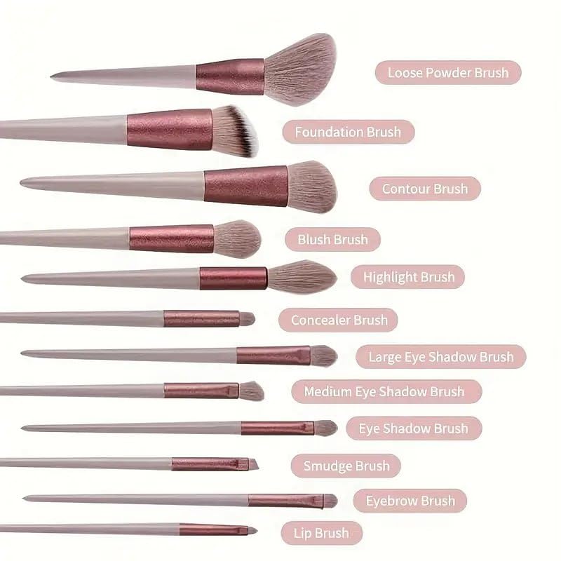 POLMI 13Piece Professional Makeup Brush Set Soft Synthetic Bristles for Foundation Powder Concealer Blush Eyeshadow Premium Cosmetic Brushes with Stylish Handle Travel Pouch multicolor - Image 5