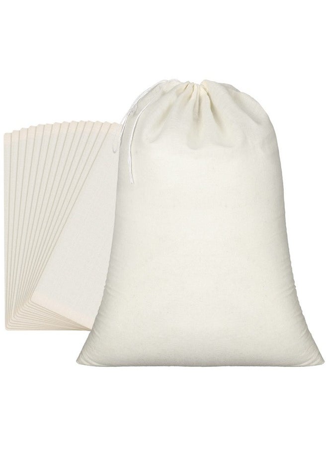 Pangda Pangda 15 Pcs Muslin Bags 15 x 22 Inch Cloth Bags with Drawstring Large Storage Bags Bulk Cotton Reusable Grocery Bags DIY Craft Sachet Bag for Party Wedding Home Storage  - Image 1