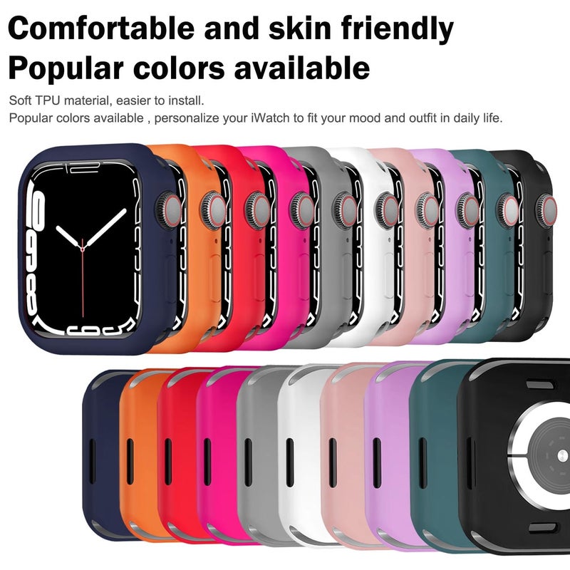 BOTOMALL Compatible with Apple Watch Bumper Case 45mm Series 9/8/7 Soft Flexible TPU Thin Lightweight Protective Cover for iWatch [NO Front Screen Protector] - Image 4