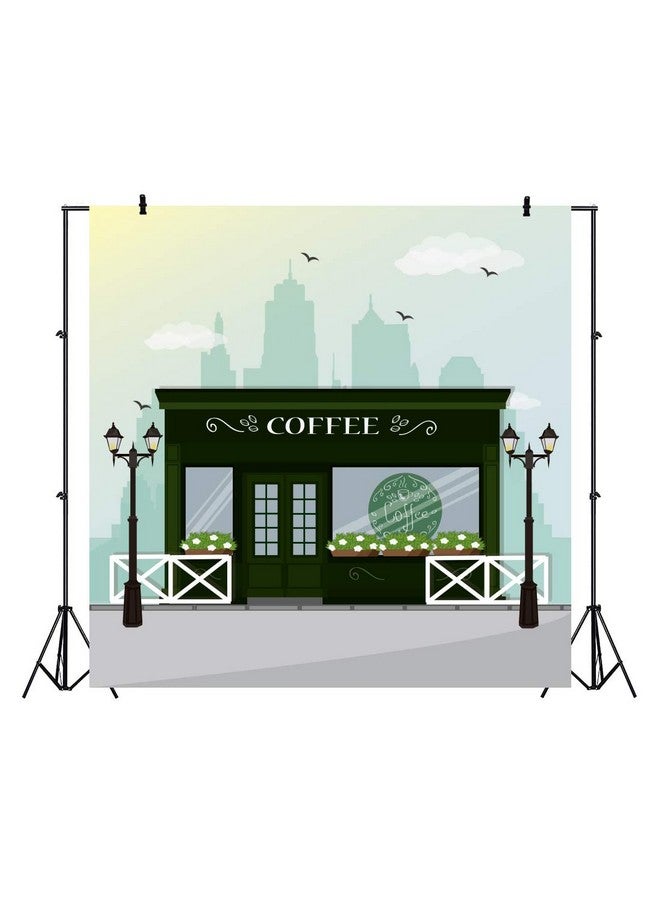 CSFOTO خلفية مقهى كرتونية 5X5 قدم لحفلات أعياد الميلاد للأطفال خلفية تصوير لحفلة عيد الميلاد خلفية مقهى لاحتفالات استحمام الأطفال لوازم حفلات ذات طابع خاص - Image 3