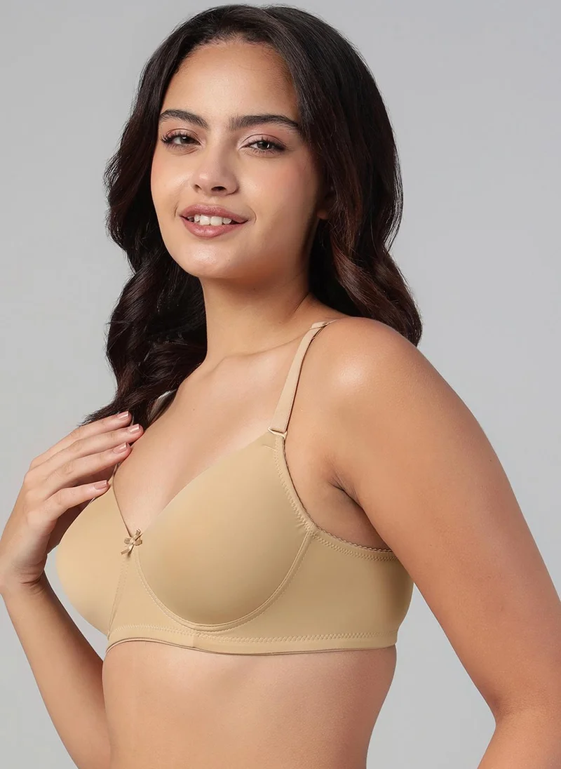 Clovia Beige Clovia Padded Non-Wired Full Coverage Multiway T-shirt Bra in Nude Colour for Women | Best Price UAE