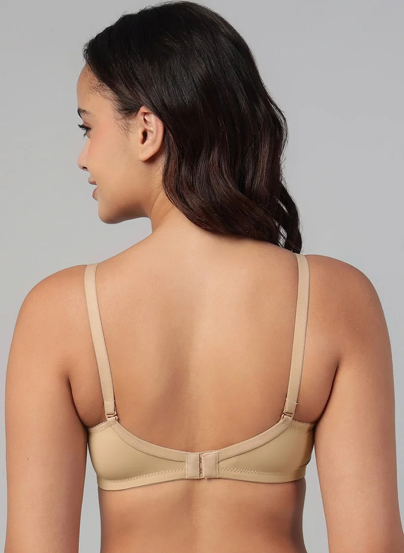 Clovia Beige Clovia Padded Non-Wired Full Coverage Multiway T-shirt Bra in Nude Colour for Women | Best Price UAE