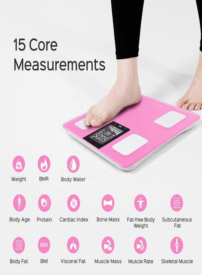 ميزان FITDAYS الذكي لقياس نسبة الدهون في الجسم، محلل تكوين الجسم بتقنية البلوتوث، يتحمل وزنًا يصل إلى 400 رطل (وردي، 11 بوصة/280 مم) - Image 4
