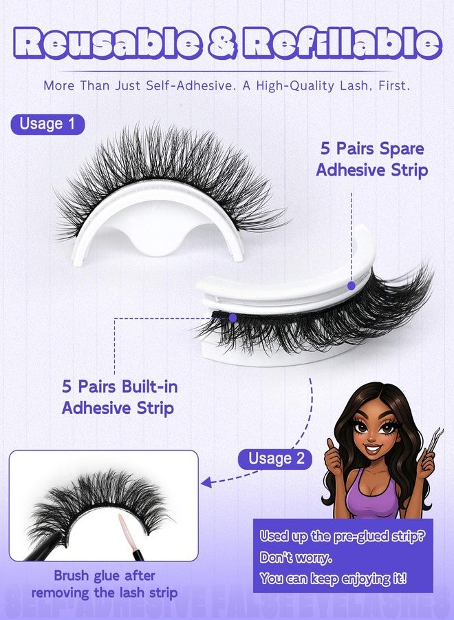 LZM Self Adhesive Eyelashes, No Glue Eyelashes Press On Lashes 12mm 879 - Image 5