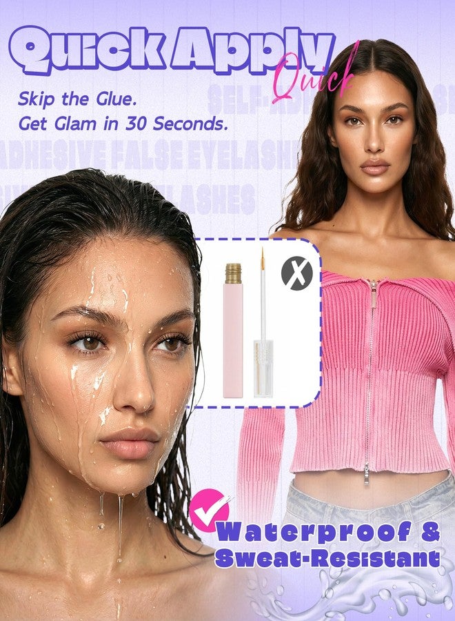 LZM Self Adhesive Eyelashes, No Glue Eyelashes Press On Lashes 12mm 879 - Image 2