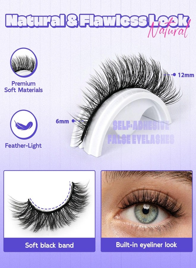LZM Self Adhesive Eyelashes, No Glue Eyelashes Press On Lashes 12mm 879 - Image 4