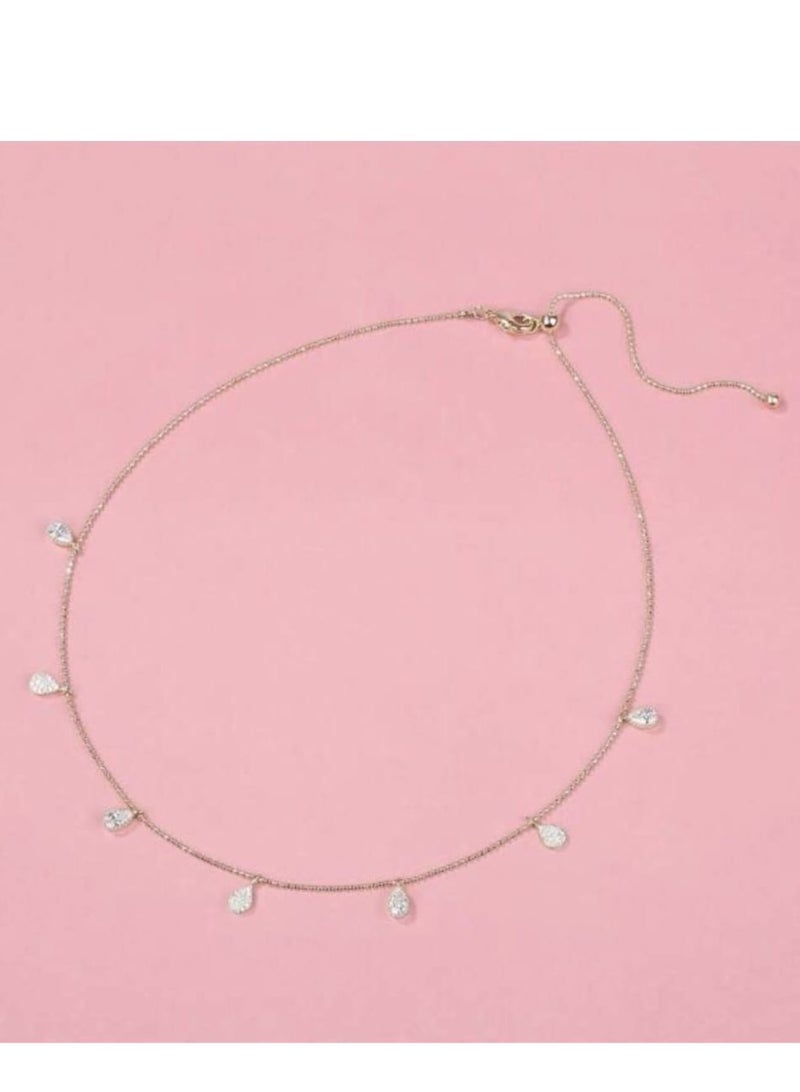 يوكا  قلادة شوكر بقطرة الدمعة  مزخرفة بحجار الراين الأنيقة والبسيطة للارتداء اليومي للنساء هدية للأصدقاء والأم والزوجة - Image 3