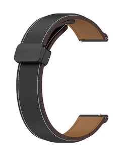 Genuine Cow Leather Watch Strap 22mm Folding Buckle Wristband For Fossil Gen 5 Carlyle / Gen 5 Julianna / Gen 5 Garrett / Gen 5 Carlyle HR Black