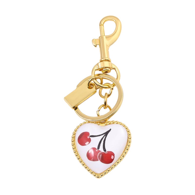 SORGERLY Heart Cherry Bag Charm Keychain - Cute Purse Handbag Accessories, Gold Key Chain - Beautiful Birthday Gift for Women (gold heart) - Image 1