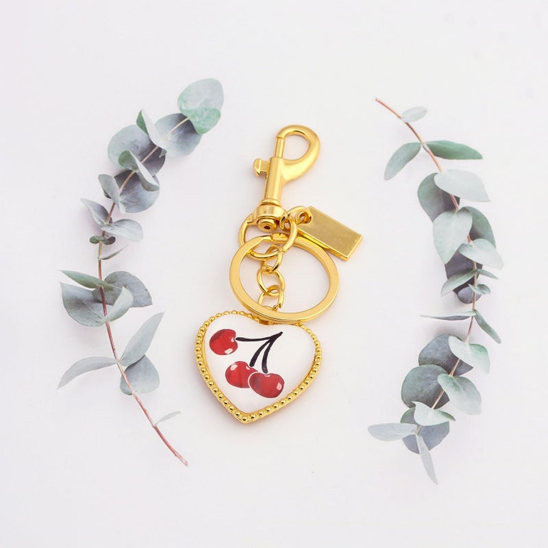 SORGERLY Heart Cherry Bag Charm Keychain - Cute Purse Handbag Accessories, Gold Key Chain - Beautiful Birthday Gift for Women (gold heart) - Image 5