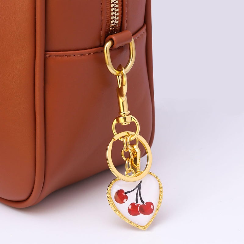 SORGERLY Heart Cherry Bag Charm Keychain - Cute Purse Handbag Accessories, Gold Key Chain - Beautiful Birthday Gift for Women (gold heart) - Image 4
