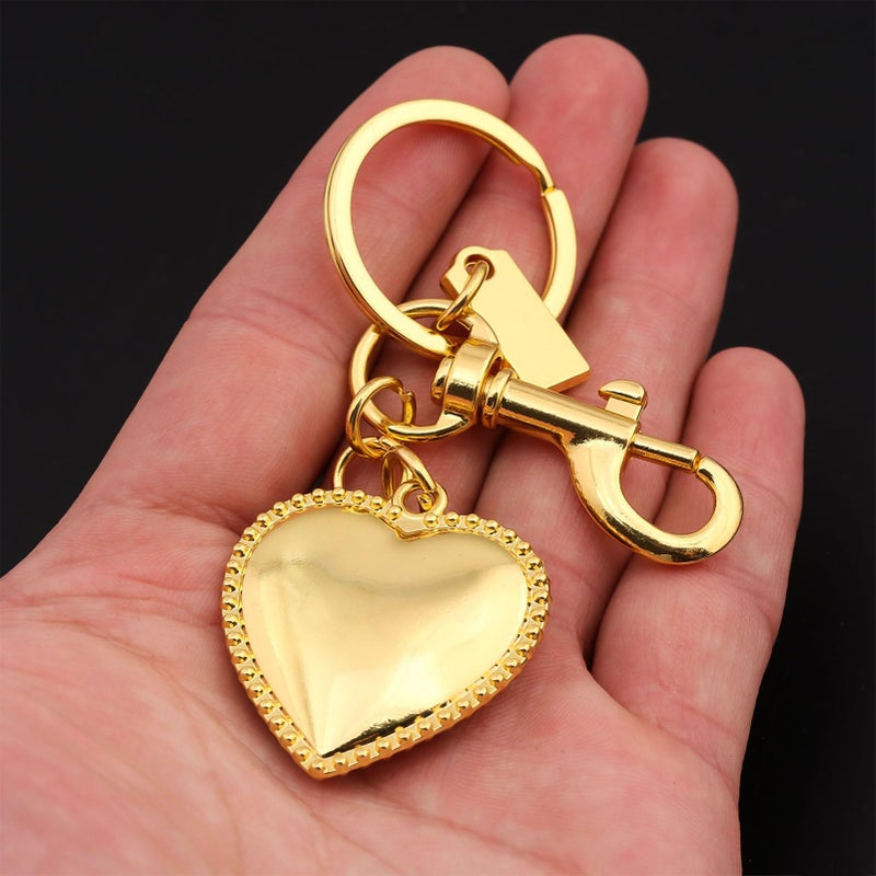 SORGERLY Heart Cherry Bag Charm Keychain - Cute Purse Handbag Accessories, Gold Key Chain - Beautiful Birthday Gift for Women (gold heart) - Image 3