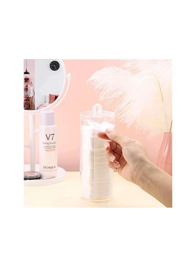 كاست ويف مرطبان وسادة قطنية مبتكرة شفافة لتنظيم مستحضرات التجميل، حاوية تخزين مستحضرات التجميل، حامل أعواد قطنية للنساء - Image 4