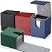 Yookeer 4 Pieces Leather Deck Card Boxes Cards Deck Game Box for Collectible Playing Card Box Compatible with MTG CommanderBlack and Red Green Blue RedVertical - Image 3