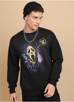 HIGHLANDER Front Graphic Print Relaxed Fit Sweatshirt by Styli  - Image 1