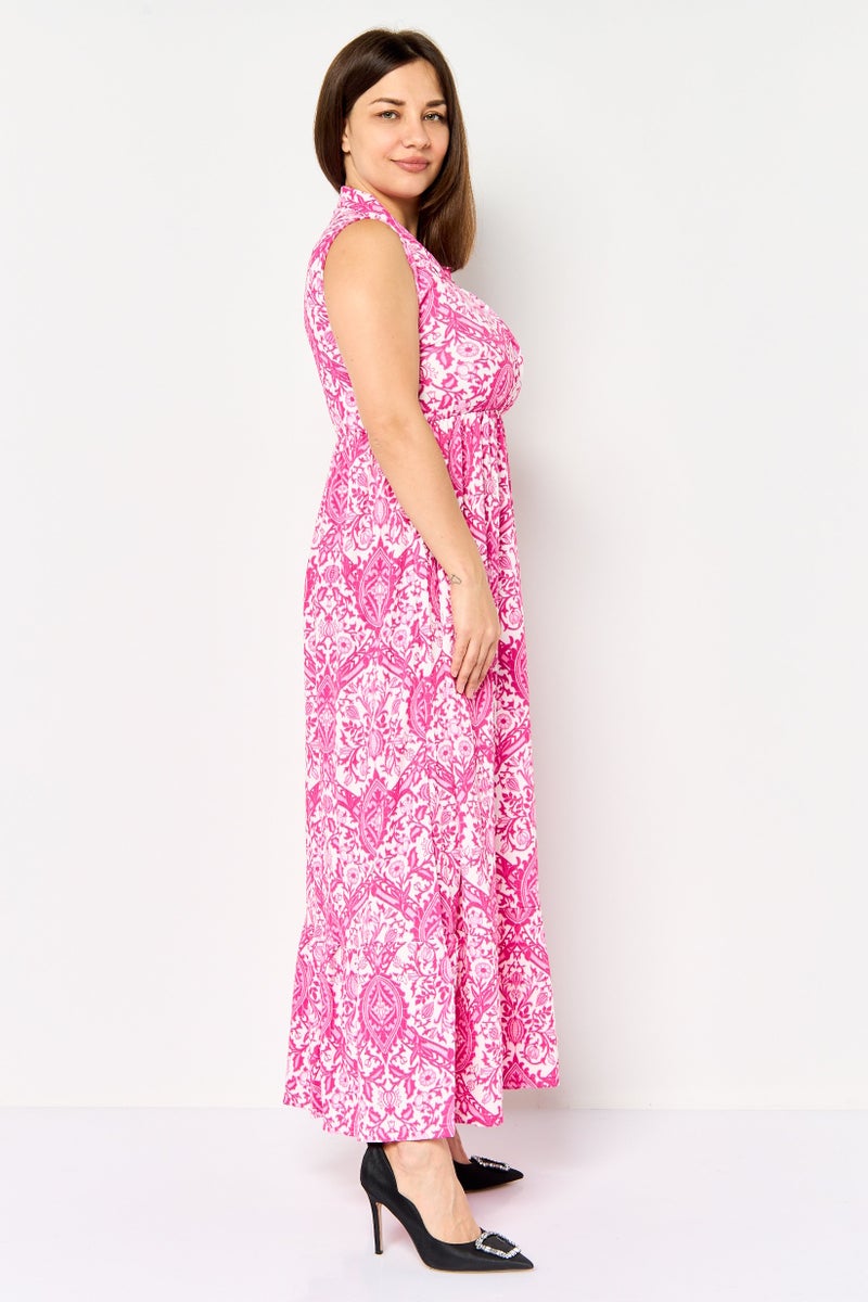 trendyol فستان نسائي مزخرف بالأزهار بقصة ضيقة وواسعة، متعدد الألوان - Image 4