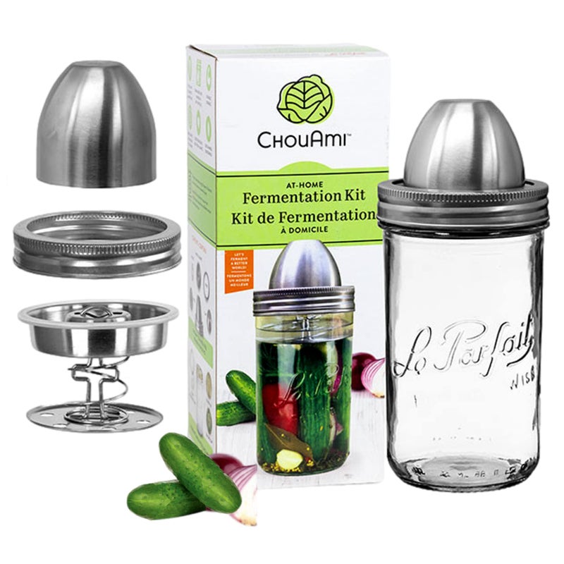 LE PARFAIT Stainless Steel Fermenting Kit with 1L Glass Jar 1 EA