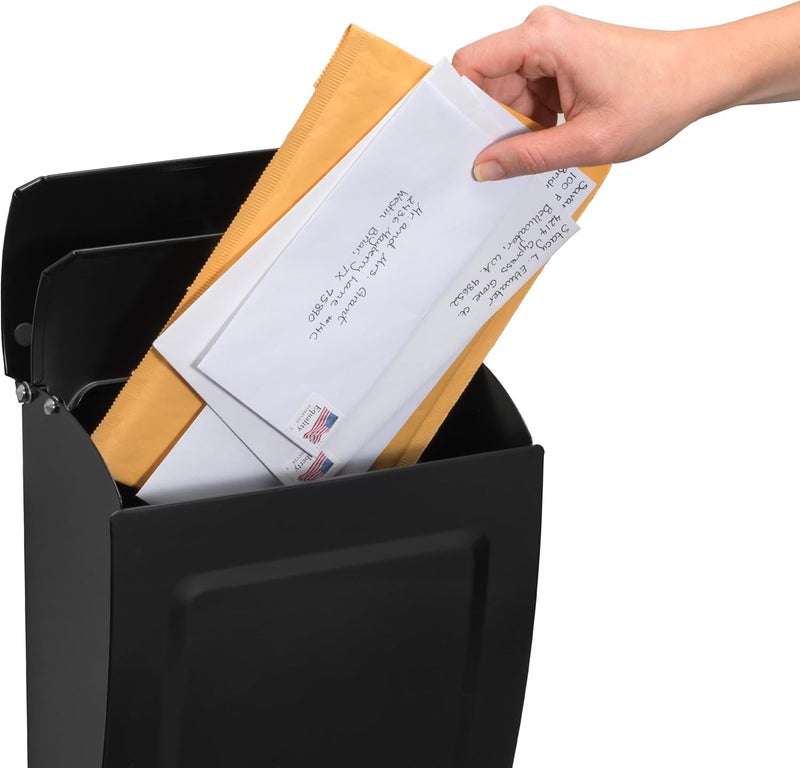 ARCHITECTURAL MAILBOXES صندوق بريد أفين™ القابل للقفل، مثبت على الحائط عموديًا للخارج، صندوق بريد صغير من الفولاذ المجلفن الحديث مع قفل ومفتاح، أسود - Image 3