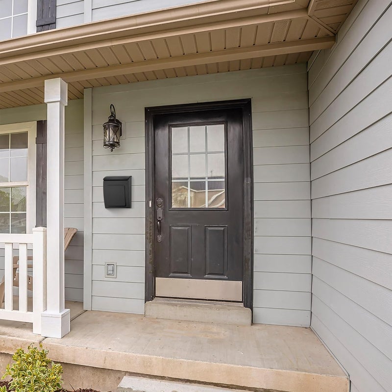 ARCHITECTURAL MAILBOXES صندوق بريد أفين™ القابل للقفل، مثبت على الحائط عموديًا للخارج، صندوق بريد صغير من الفولاذ المجلفن الحديث مع قفل ومفتاح، أسود - Image 2