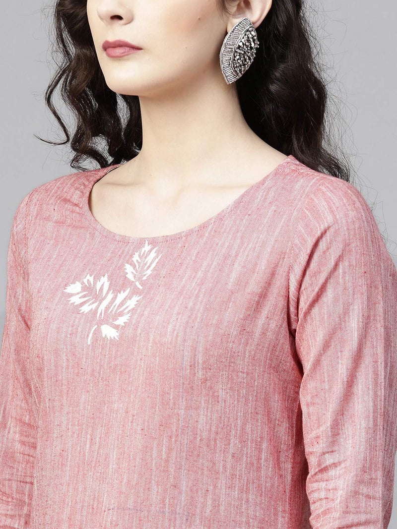 Pannkh Women's Madhubani Block Print Chambray Kurta Artistic Ethnic Long Kurti in Soft Cotton Handcrafted-Inspired Design for Everyday Elegance - Image 3