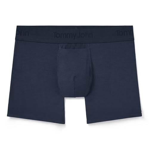 Tommy John Men's Trunk 4” Underwear, Second Skin Boxers with Supportive Contour Pouch, Soft Naturally Breathable Stretch Fabric Boxers for Men, Dress Blues, Large - Image 1