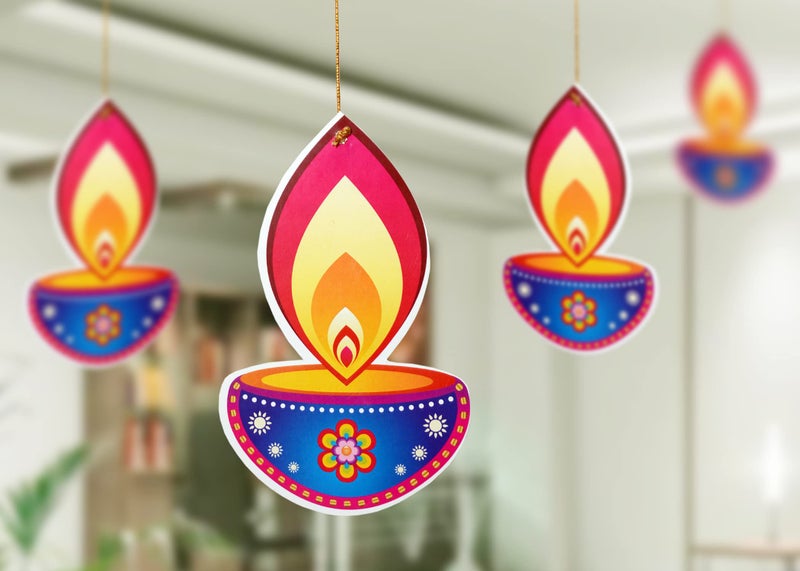 TOYXE Paper Hanging Deepak for Diwali Decoration Set of 10 Pcs Diyas and Lights Toran Deepawali Home Decor Festive Hanging Decorations Diwali Festival Items Vibrant Wall Ceiling Décor - Image 1