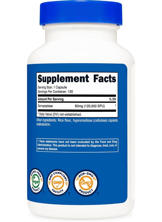 Nutricost Serrapeptase 120,000 Spu, 120 Capsules - Gluten Free, Non-Gmo, And Vegetarian Friendly - Image 5