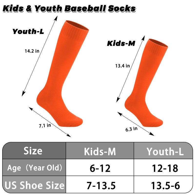 Ultrafun Kids Youth Baseball/Softball Socks and Belt Combo Set for Boys Girls (US, Alpha, Medium, Regular, Orange) - Image 4