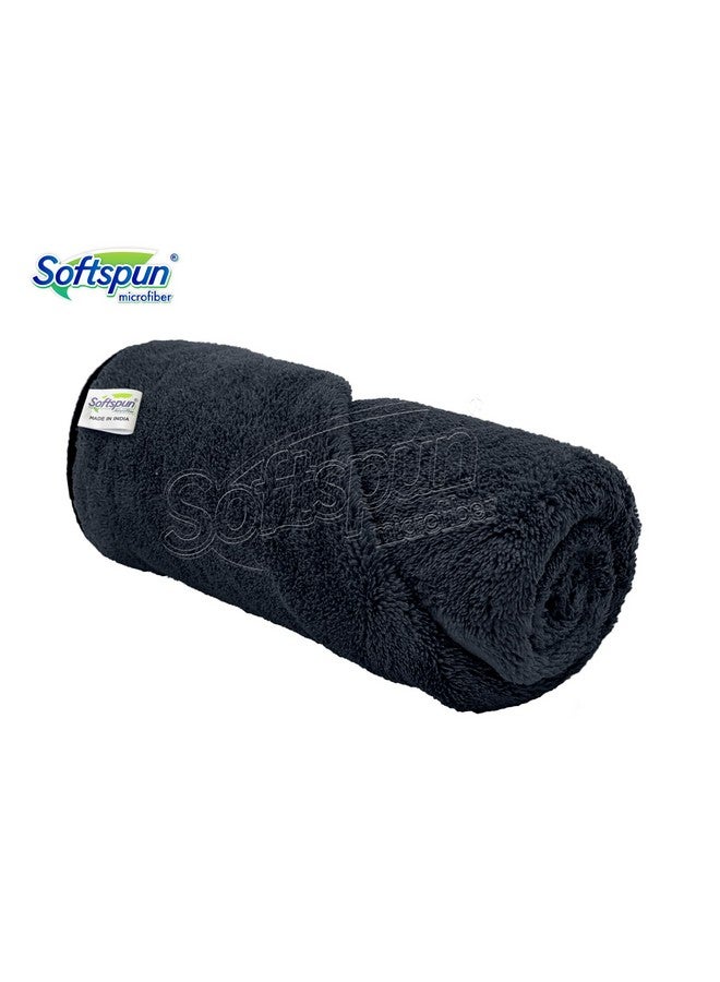 سوفتسبون منشفة حمام من الألياف الدقيقة SOFTSPUN قطعة واحدة 60×120 سم 280 جرام لكل متر مربع رمادية فائقة الامتصاص وناعمة ومريحة وسريعة الجفاف للرجال والنساء للاستخدام اليومي مقاس كبير جدًا للجنسين. - Image 2