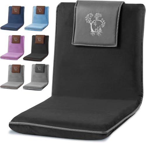 Japanese Meditation Floor Chair with Back Support for Adults Premium Meditation Chair with Adjustable Foldable Back for Seating Yoga Gaming Folding Backjack Chairs with Backrest for Adults