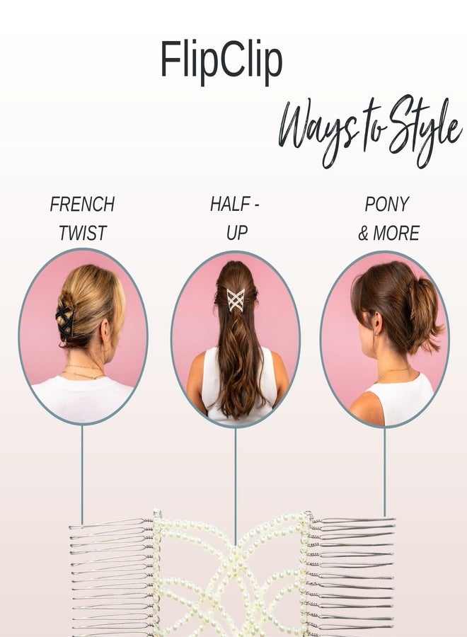 CALISTA FlipClip | Strong Hold No Slip | Flat Hair Clip | Double Locking Comb | No Pulling, Creasing, Or Damage | Stretchy Adjustable Clip | Hand Beaded | All Hair Types (Wood, Single-Pack) - Image 3