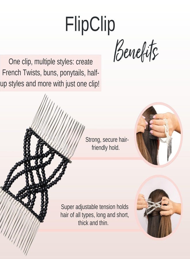 CALISTA FlipClip | Strong Hold No Slip | Flat Hair Clip | Double Locking Comb | No Pulling, Creasing, Or Damage | Stretchy Adjustable Clip | Hand Beaded | All Hair Types (Wood, Single-Pack) - Image 5