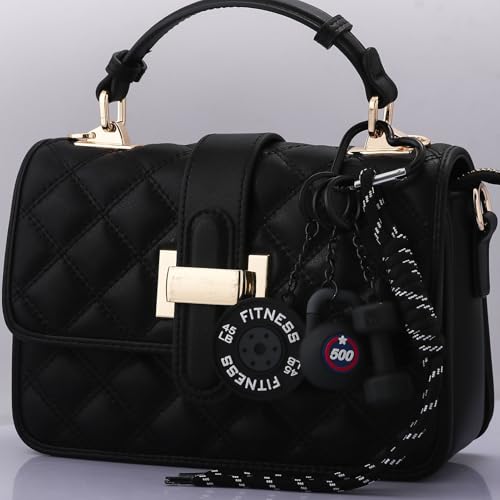 Disengor Gym Dumbbell Barbell Kettlebell Purse Keychain - Muscle Faith Cup Rope Bag Handbags Charms - Men Women Premium Gift for Fitness Enthusiasts (Black) - Image 2
