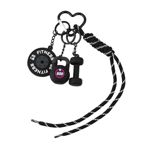 Disengor Gym Dumbbell Barbell Kettlebell Purse Keychain - Muscle Faith Cup Rope Bag Handbags Charms - Men Women Premium Gift for Fitness Enthusiasts (Black) - Image 1