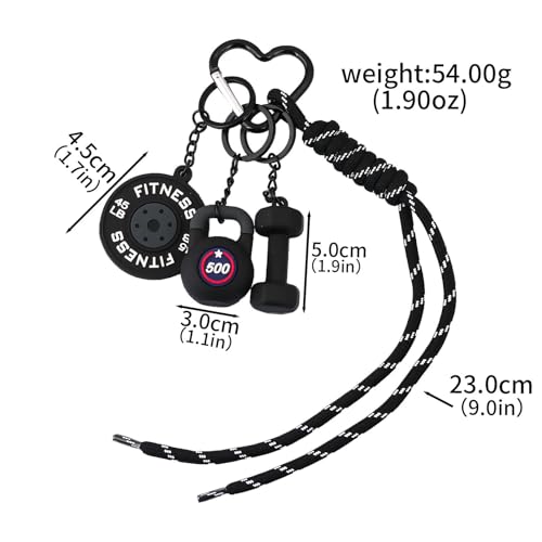Disengor Gym Dumbbell Barbell Kettlebell Purse Keychain - Muscle Faith Cup Rope Bag Handbags Charms - Men Women Premium Gift for Fitness Enthusiasts (Black) - Image 3