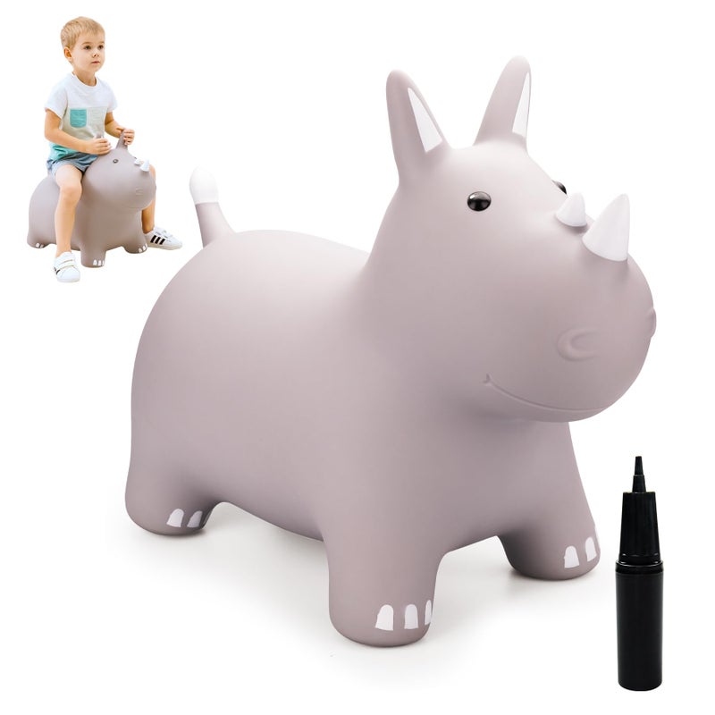 ZOOJOY Bouncy Horse Animals HopperInflatable Bouncing Horse Jumping Animals for ToddlersRide On Hopping Toys for GirlsBoysGreat Gift WP Grey - Image 2