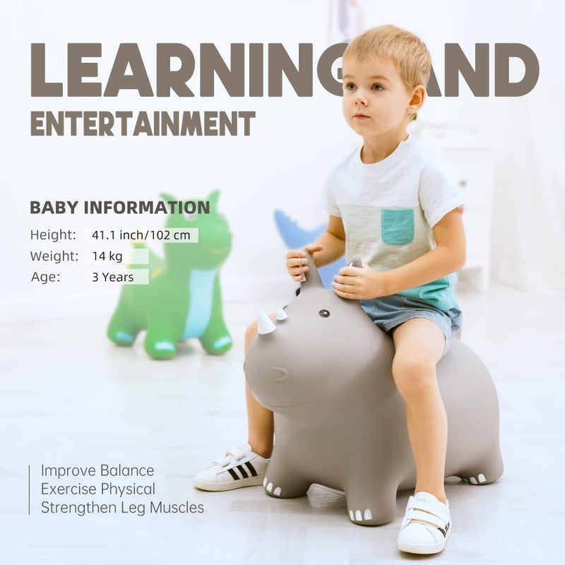 ZOOJOY Bouncy Horse Animals HopperInflatable Bouncing Horse Jumping Animals for ToddlersRide On Hopping Toys for GirlsBoysGreat Gift WP Grey - Image 3