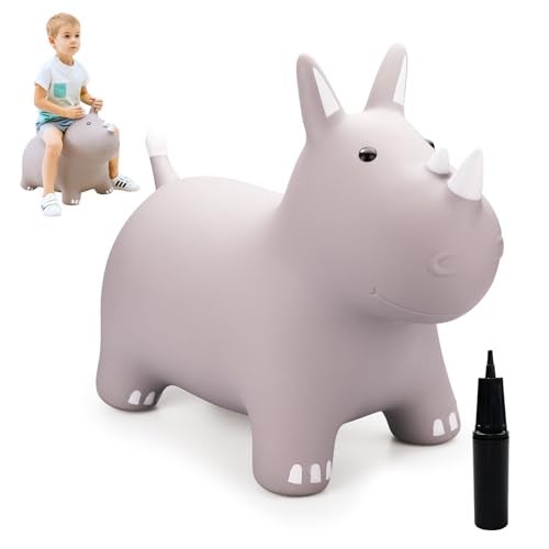 ZOOJOY Bouncy Horse Animals HopperInflatable Bouncing Horse Jumping Animals for ToddlersRide On Hopping Toys for GirlsBoysGreat Gift WP Grey - Image 1